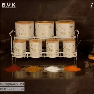 ادویه و  پاسماوری ۷ پارچه بی وی کی مدل ماربل طلایی همراه با استند فلزی کد 865586