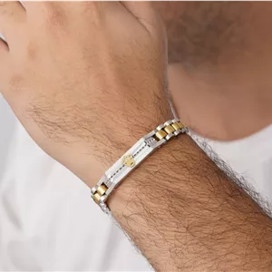 دستبند استیل rolex سایز 10میل دورنگ
