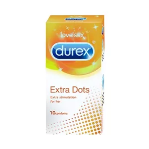 کاندوم Durex Extra Dots Stimulation بسته ۱۰ عددی | با بافت دکمه‌دار برای تجربه‌ای هیجان‌انگیز و لذت مضاعف
