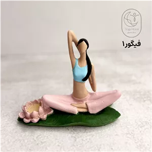 فیگور یوگا لوتوس - مجسمه دکوری پاستلی با گل و برگ