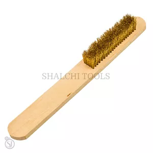 فرچه سیمی دستی برنجی با دسته چوبی برای تمیزکاری فلزات کارگاهی