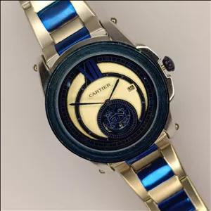 ساعت مردانه کارتیر Cartier دو موتور زیر ثانیه فعال رنگ ثابت جنس استیل ضد زنگ