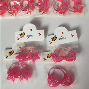 کش مو صورتی طرح قلب و ستاره