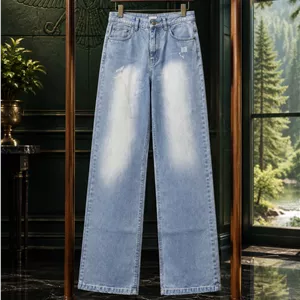 شلوار جین نیم بگ برند ZARA  - آبی روشن,36