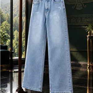 شلوار جین نیم بگ برند ZARA  - 38,آبی