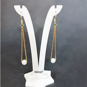 گوشواره مروارید خاص با آویز تک مدل جاست