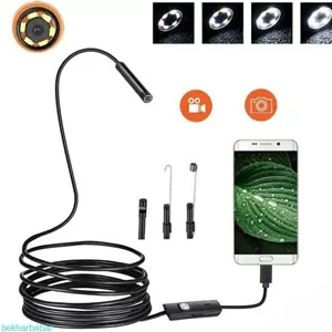دوربین شلنگی آندوسکوپی سیم سخت ضد آب دارای پروژکتور قابل تنظیم متصل به موبایل و لپ تاپ 1 متری تا 45 متری