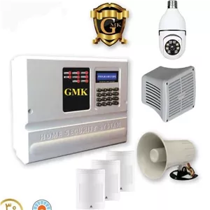 پکیج دزدگیر GMK سیمکارتی با 3 چشمی و دوربین لامپی چرخشی