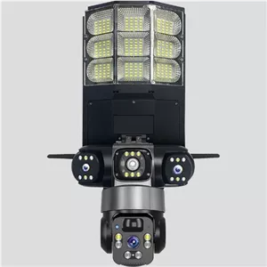 دوربین مداربسته سولار سیم‌کارتی V380 سه لنز پروژکتور دار