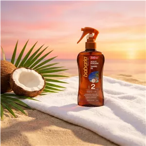 روغن برنزه کننده باباریا (Babaria) مدل Coconut SPF 2 | حجم ۳۰۰ میلی‌لیتر