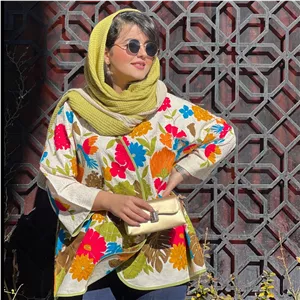 کت لینین گلدوزی کرم
