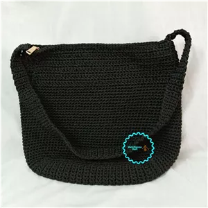 کیف دوشی زنانه بافتنی مشکی زیپ دار کد 013