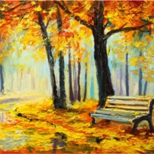 تصویر از نقاشی آبرنگ منظره پاییزی