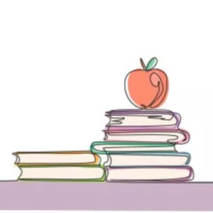 وکتور خطی کتاب و سیب