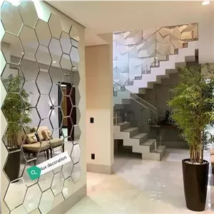 آینه دکوراتیو طرح کندویی در 6رنگ نقره ای شامپاینی مسی طلایی دودی و صورتی خانمان مدل 336540