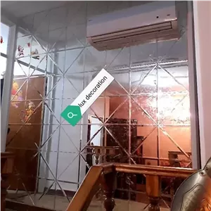 آینه دکوراتیو طرح لوزی ستاره ای در 6رنگ نقره ای شامپاینی مسی طلایی دودی و صورتی خانمان مدل 338465