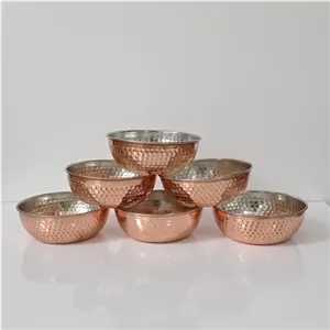 سرویس 6 عددی پیاله مسی مخصوص ترشی سایز چهار نانو شده زنجان خانمان مدل 340027