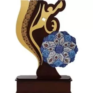 تندیس روز معلم همراه با بشقاب میناکاری خانمان مدل 340132