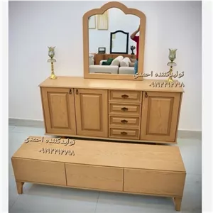 آینه کنسول ست میزتلویزیون کلاسیک چوبی خانمان مدل 315092