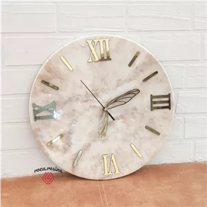 ساعت رزینی طرح مرمر سفید قطر45سانت،رزین،ساعت دیواری خانمان مدل 344676