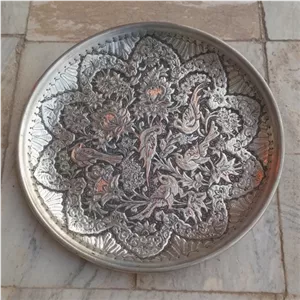 بشقاب مسی قلم زنی دست 30 خانمان مدل 339459 