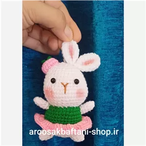 عروسک خرگوش بالرین بافتنی 10سانتی بافت بارنگ دلخواه شما خانمان مدل 369229
