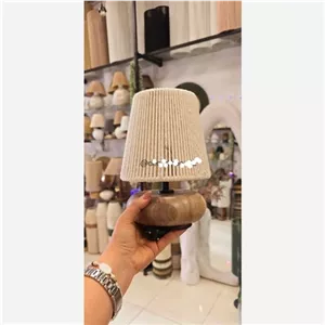 آباژور پلیت مینی جنس پایه چوب گردو جنس شید مکرومه و کنفی رنگبندی پایه چوب گردو خودرنگ خانمان مدل 325850