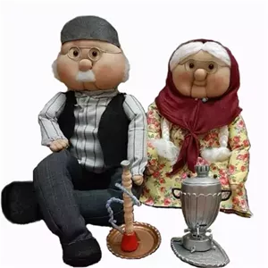 عروسک پرفروش سنتی نوستالژی محلی پارچه ای پیرزن و پیرمرد دست ساز خانمان مدل 367847
