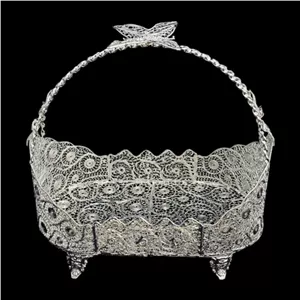 ظروف ملیله کاری کشکول تخت دسته زنبیل خانمان مدل 339250