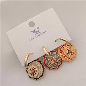 گوشواره 3 تایی گوشواره چند رنگ گوشواره میناکاری گوشواره سه عددی گوشواره وای اس ایکس گوشواره ysx گوشواره سه لنگه b خانمان مدل 343786