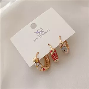 گوشواره 3 تایی گوشواره رنگی رنگی گوشواره میناکاری گوشواره سه عددی گوشواره وای اس ایکس گوشواره گل گوشواره سه لنگه 4 b خانمان مدل 339767