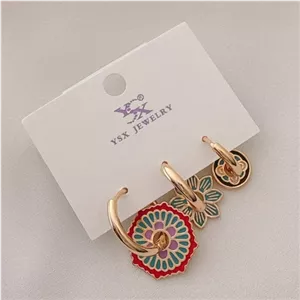 گوشواره 3 تایی گوشواره رنگی رنگی گوشواره میناکاری گوشواره سه عددی گوشواره وای اس ایکس گوشواره ysx گوشواره سه لنگه b خانمان مدل 342089