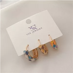 گوشواره 3 تایی گوشواره رنگی رنگی گوشواره میناکاری گوشواره سه عددی گوشواره وای اس ایکس گوشواره لوزی گوشواره سه لنگه b خانمان مدل 338360