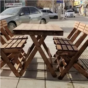 میز 130 در 80 با 6 عدد صندلی تاشو چوبی خانمان مدل 323848