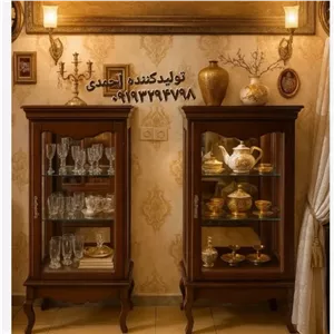 مینی بوفه کلاسیک چوبی فندقی خانمان مدل 313617