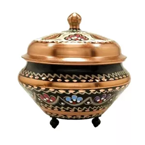 قندان میناکاری مسی طرح پایه دار درب دار کد 093 خانمان مدل 340500 