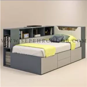 تخت خواب یک نفره تمام ام دی اف F65 خانمان مدل 325410