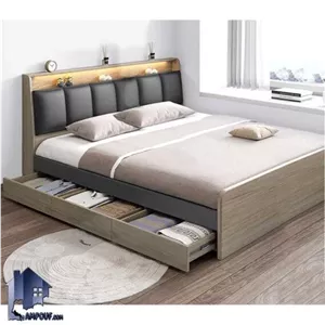 تخت خواب دونفره تمام ام دی اف F63 خانمان مدل 328342
