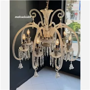 لوستر باکارا8شعله بیرنگ،باکارات 8شاخه کاجی شفاف خانمان مدل 348169