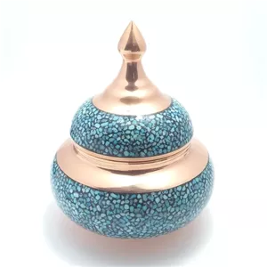 قندان مسی فیروزه کوبی ارتفاع 11 سانت خانمان مدل 339910
