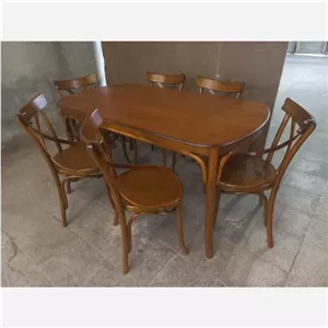 ست میزو صندلی لهستانی چوب گردو 6 نفره خانمان مدل 329077