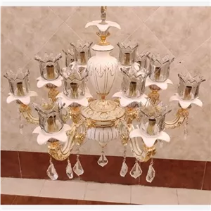 لوستر برنز اصل ضمانت 10 ساله آمیتیس 12 شعله 6 شاخه کرم فرانسه کرم طلا لوستر طلایی جدید برنزی خانمان مدل 351582