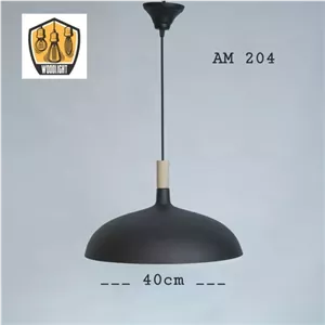 لوستر مدرن تک شاخه وود لایت کد 204 - رنگ الکترواستاتیک در سه طیف مشکی سپید طوسی مات و رنگ داخل سپید خانمان مدل 349808