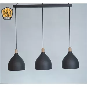 لوستر مدرن سه شاخه خطی کوچک وود لایت کد 3-101 ، رنگ الکترواستاتیک در سه طیف مشکی ، سپید ، طوسی و رنگ داخل سپید خانمان مدل 347370