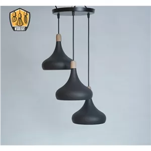 لوستر مدرن سه شاخه طرح گرد وود لایت کد 3-102- رنگ الکترواستاتیک در سه طیف مشکی ، سپید ، طوسی و رنگ داخل سپید خانمان مدل 349130