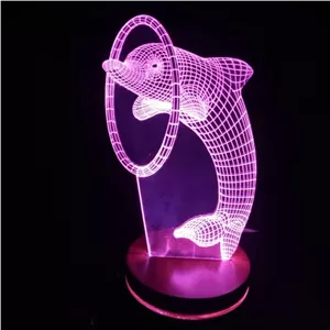 چراغ خواب سه بعدی طرح دلفین برند آباژور سه بعدی چهره خانمان مدل 329051