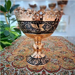 آجیل خوری مسی الماس تراش سایز متوسط با روکش نانو پُلی استر خانمان مدل 340752 