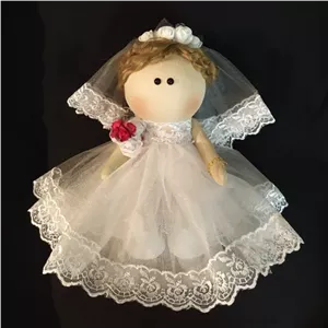 عروسک روسی عروس 30 سانتی تور دار خانمان مدل 374615