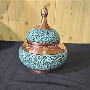 قندان مس و فیروزه کوب سایز متوسط خانمان مدل 338520