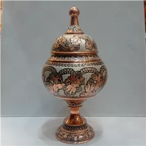 شکلات خوری نقره کوب مسی الماس تراش خیلی بزرگ ارتفاع 40 سانتی متر نانو خانمان مدل 343549 
